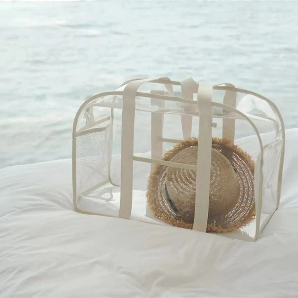 Cream Transparent PVC Waterproof Storage Bag