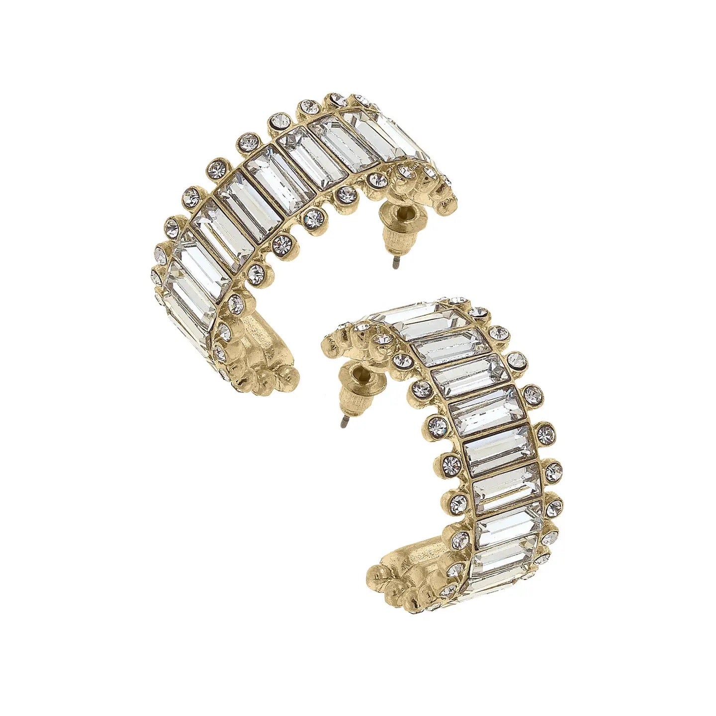 Rhinestone Baguette Hoop Earrings
