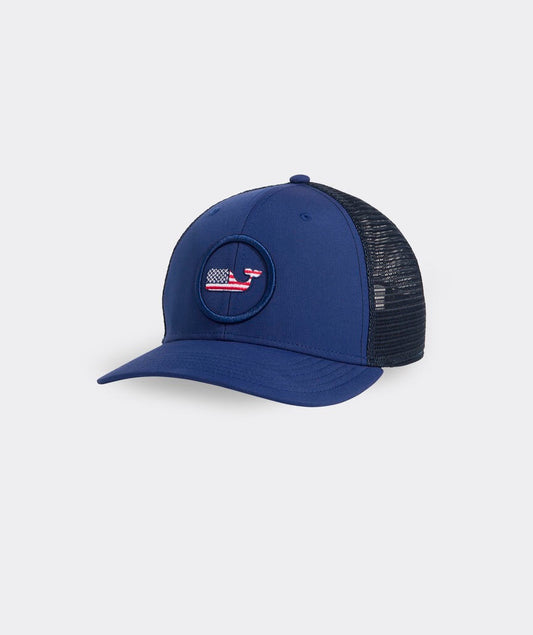 Vineyard Vines Flag Whale Trucker Hat