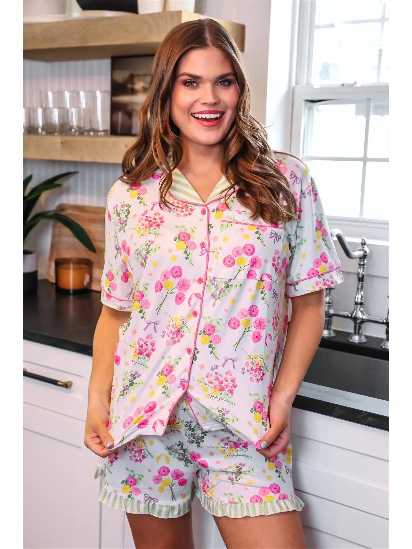 Timeless Floral Ruffle PJ Set