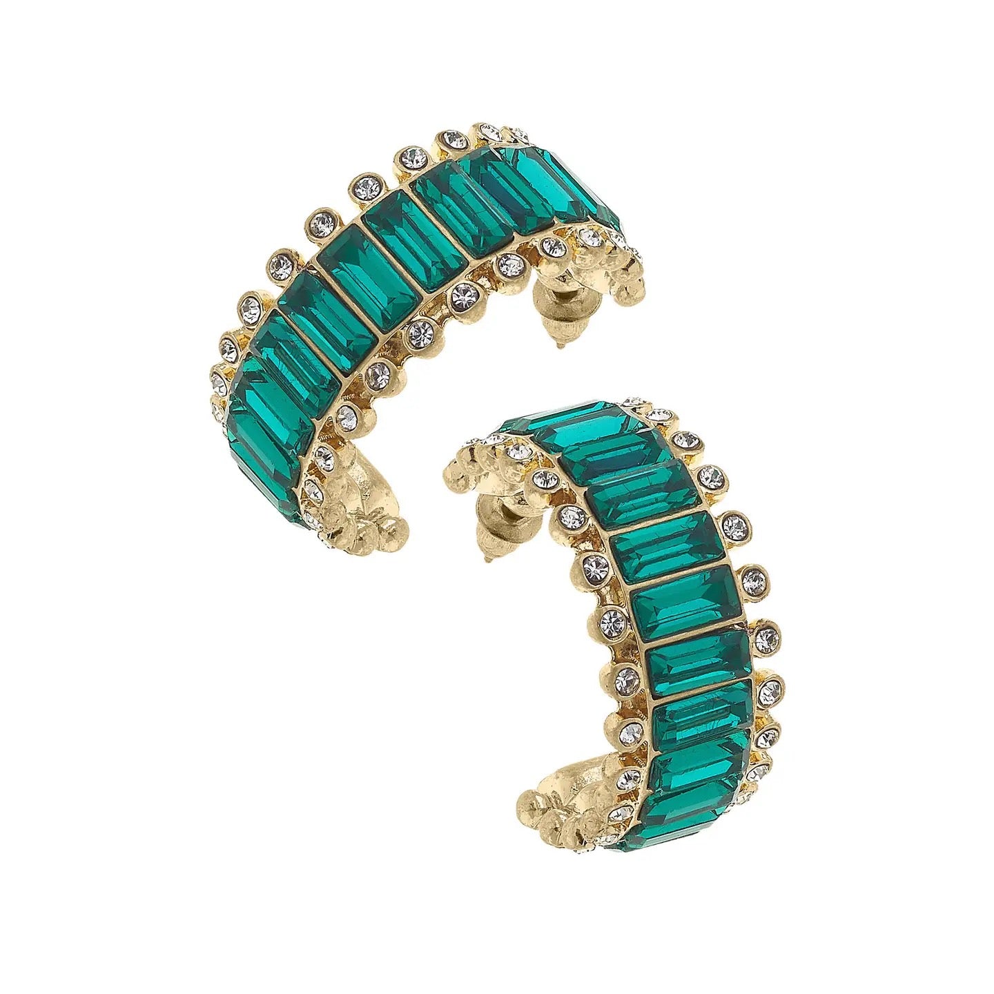 Rhinestone Baguette Hoop Earrings