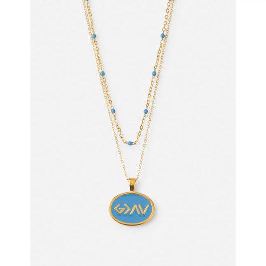 Blue Highs & Lows Enamel Necklace