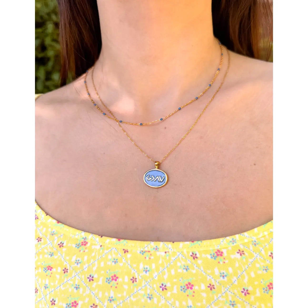 Blue Highs & Lows Enamel Necklace