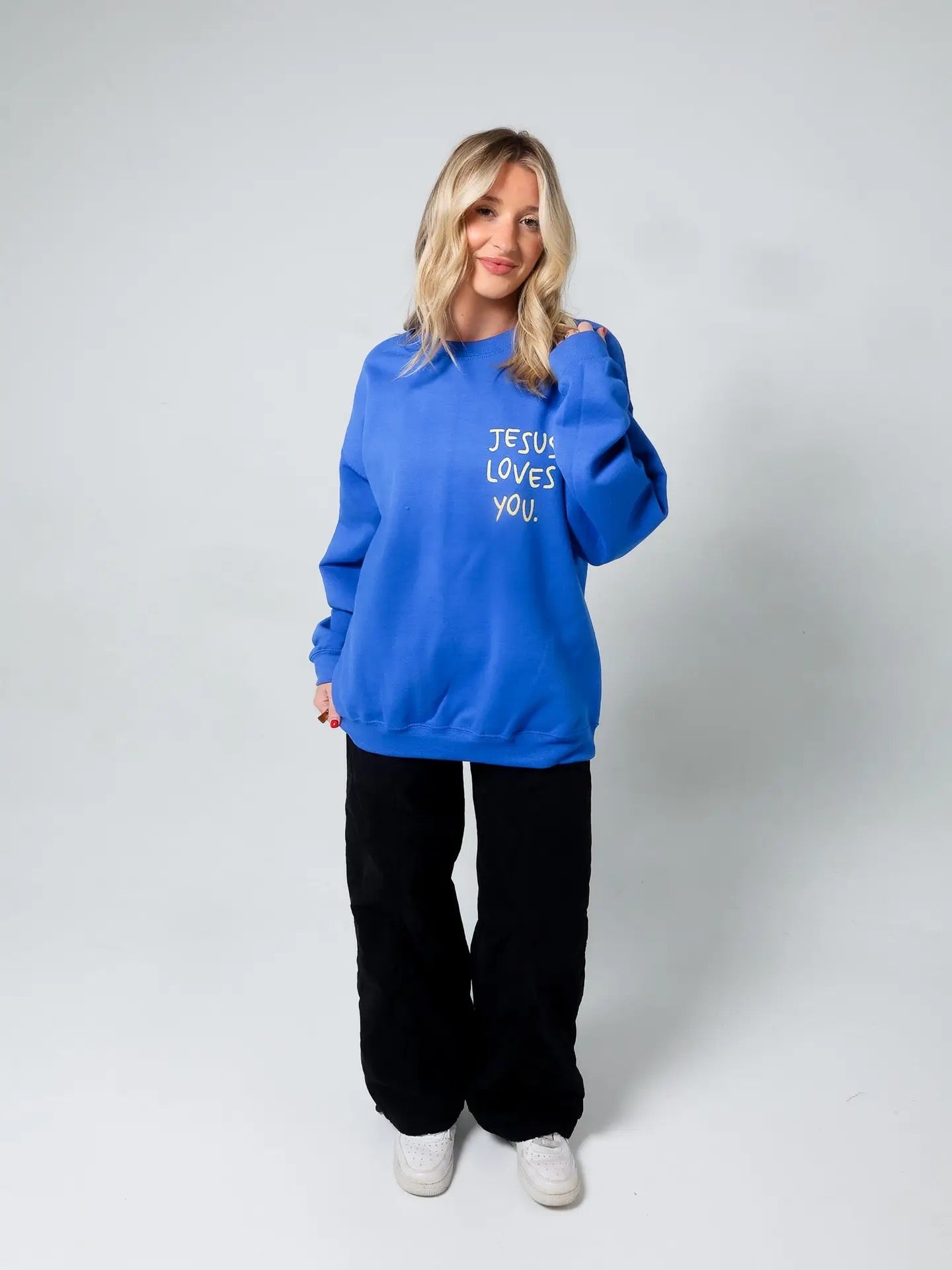 Jesus Loves You Blue Crewneck