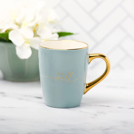 It Is Well Mug blue/cream