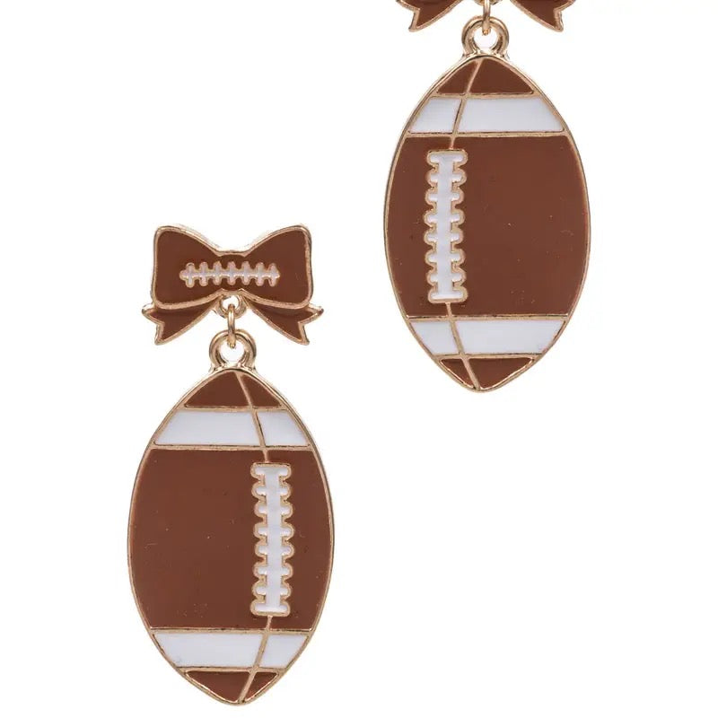Football/Bow Enamel Earrings