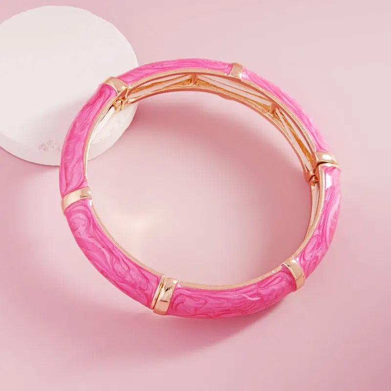 Enamel Bangle Style Stretch Bracelet