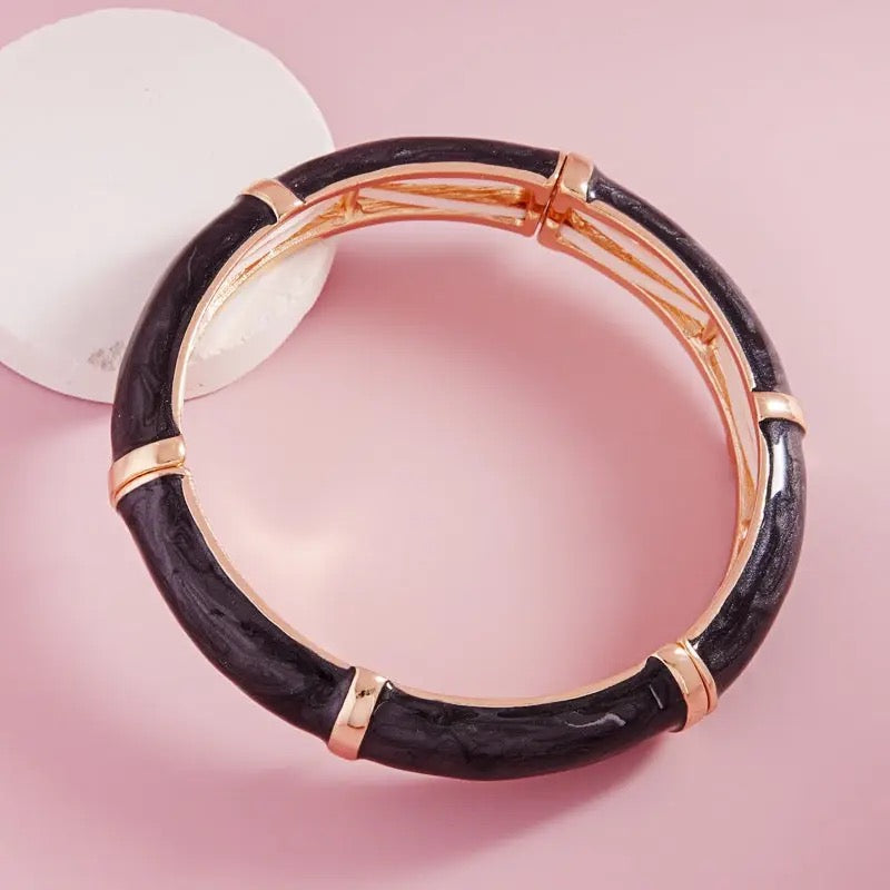 Enamel Bangle Style Stretch Bracelet