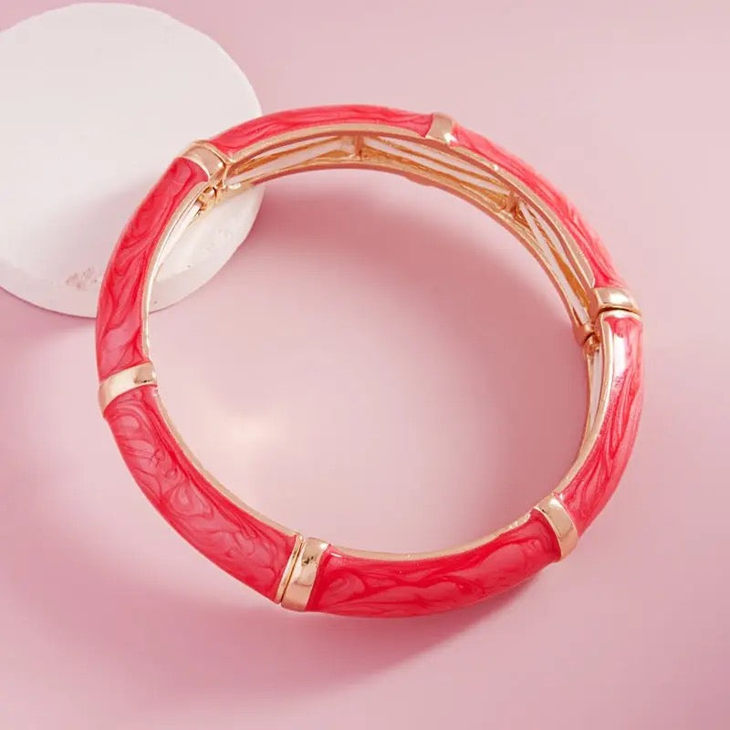 Enamel Bangle Style Stretch Bracelet
