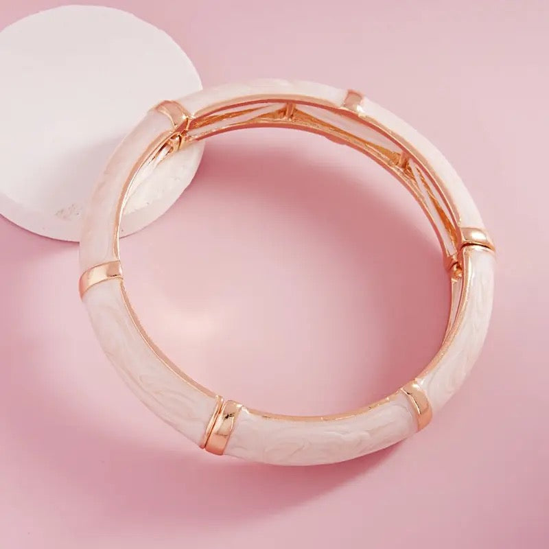 Enamel Bangle Style Stretch Bracelet