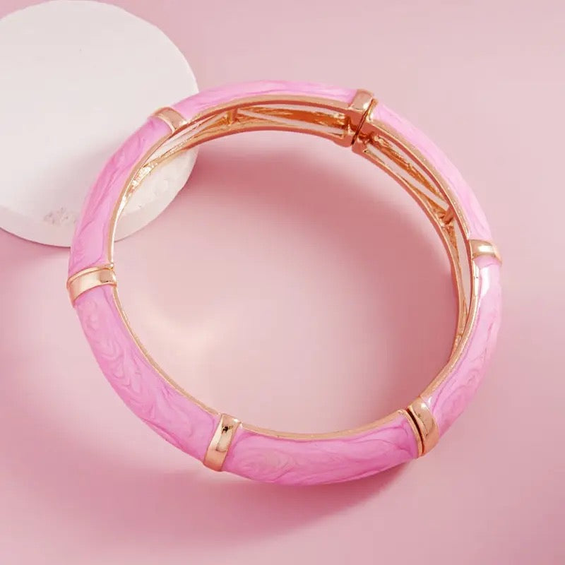 Enamel Bangle Style Stretch Bracelet