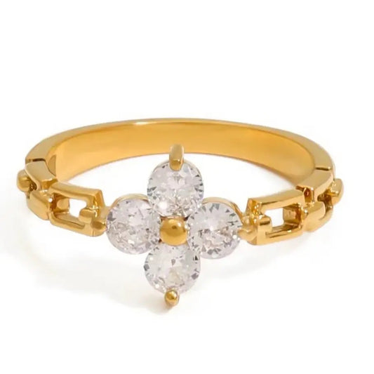 Flower Rhinestone Ring Size 7