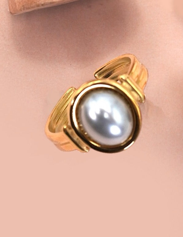 Pearl Stone Adjustable Ring