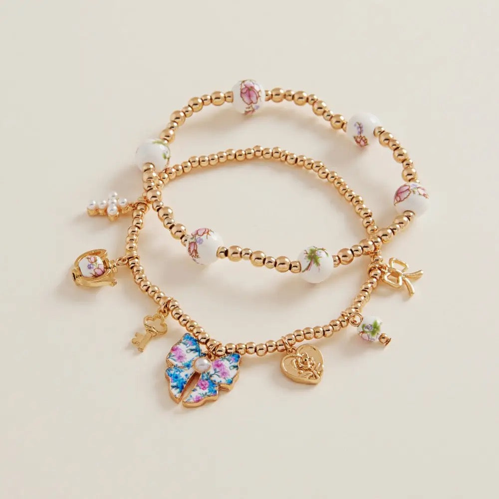 Mix Shape Charm Bead Stretch Bracelet Set