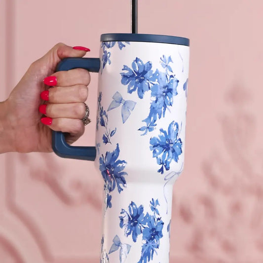 Blue Blossom Floral Tumbler