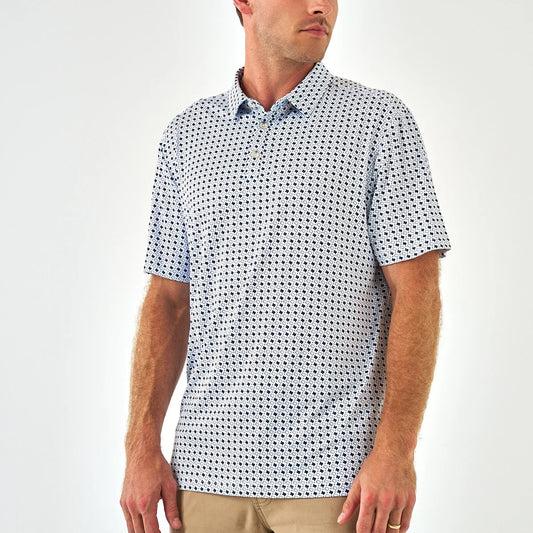 Burlebo White & Navy Texas Performance Polo
