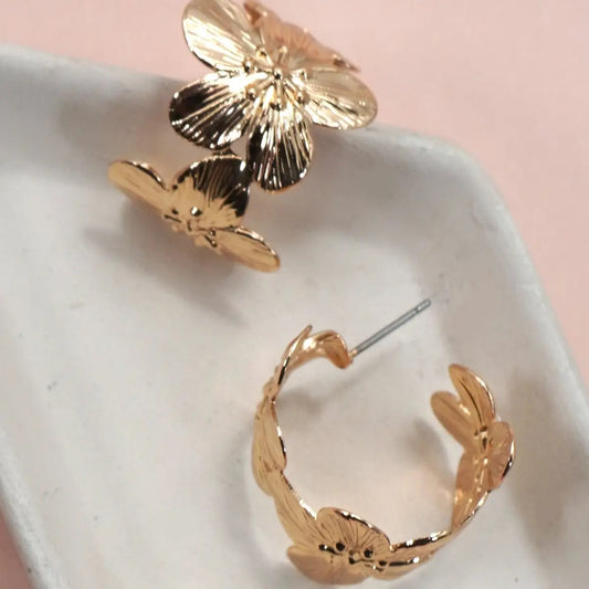 Multi Flower Hoop Earrings