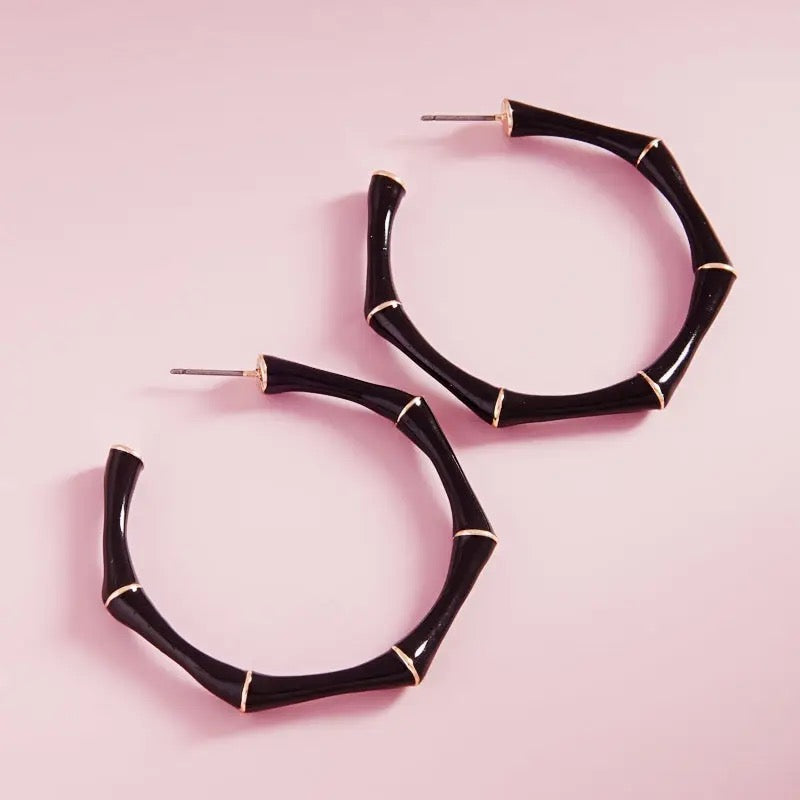 Bamboo Shaped Hoop Earrings