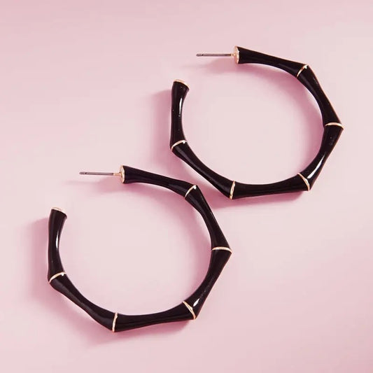 Bamboo Shaped Hoop Earrings
