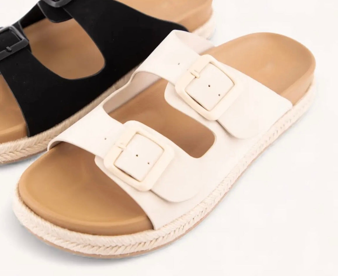 Light Tan Double Buckle Sandals