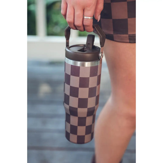 Chocolate Check Travel Tumbler
