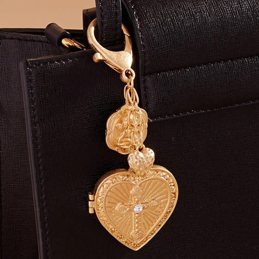 Heart w/ Angel Wing Locket Bag Charm