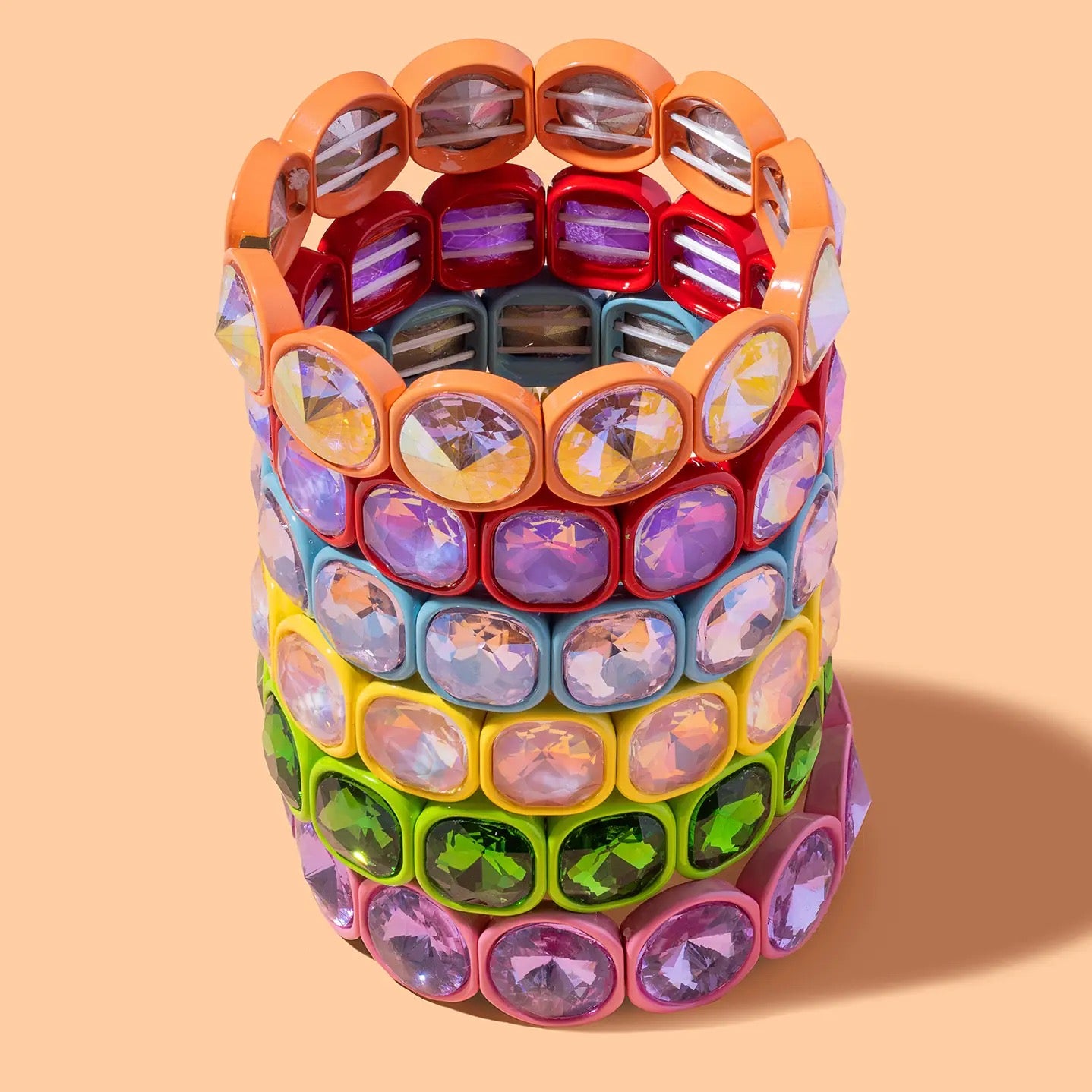 Stretch Enamel Bracelet with Stones