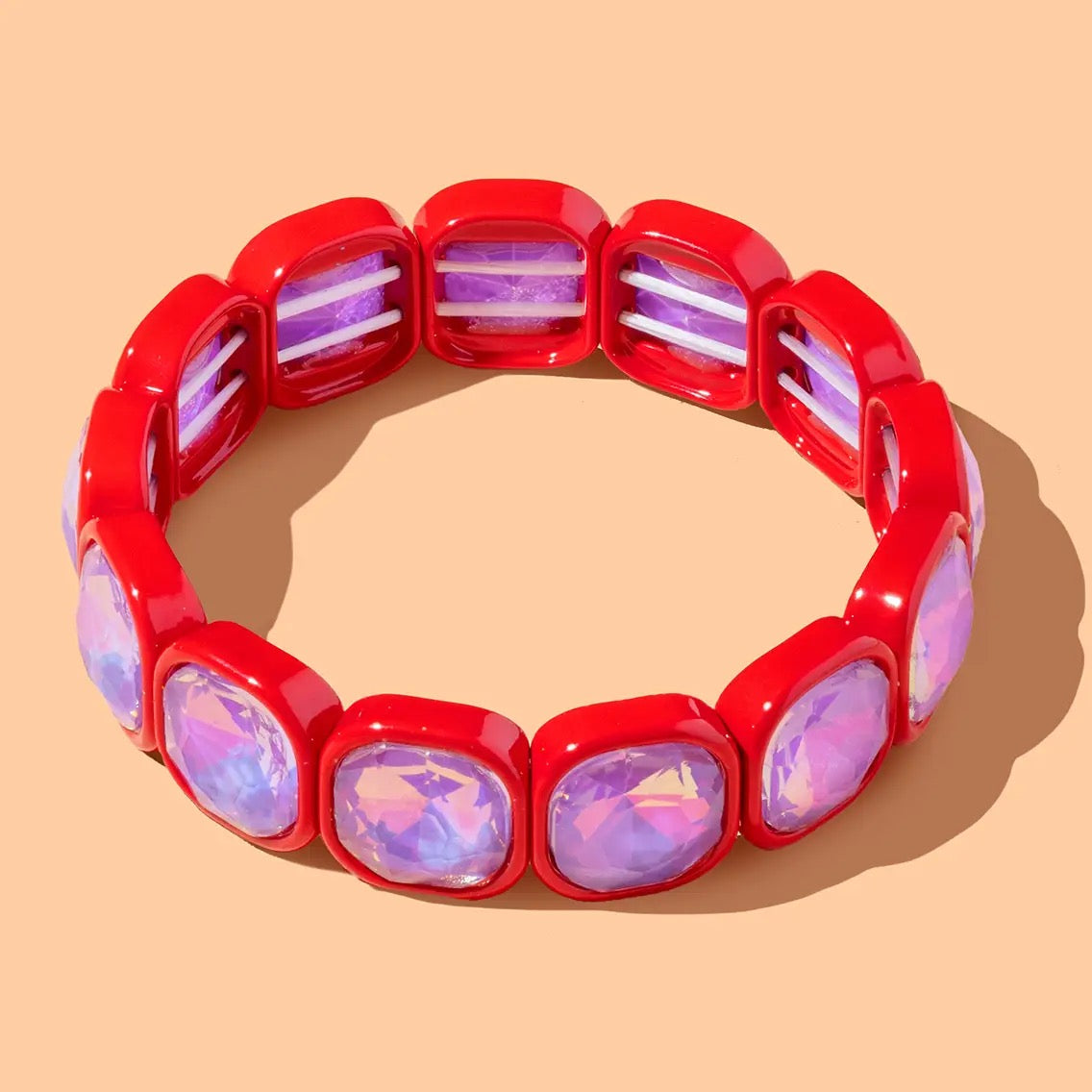 Stretch Enamel Bracelet with Stones