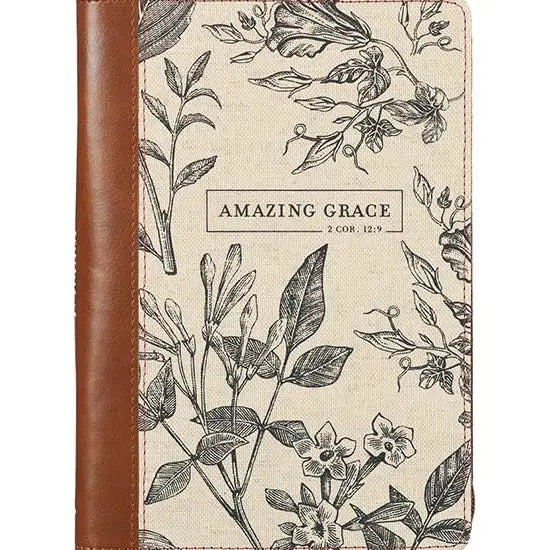 Amazing Grace Zip Journal Floral Brown/Cream