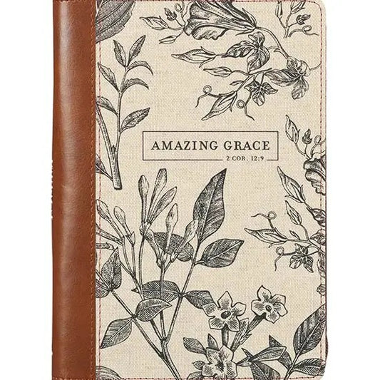 Amazing Grace Zip Journal Floral Brown/Cream