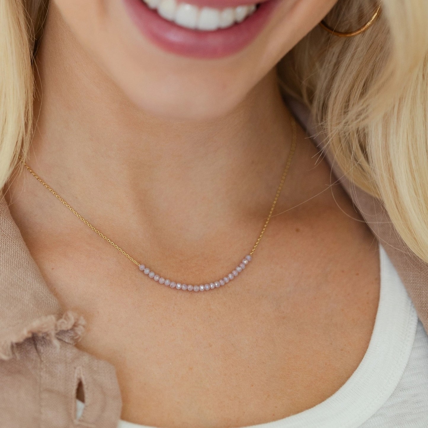 Splendid Iris Delicate Crystal Accent Necklace