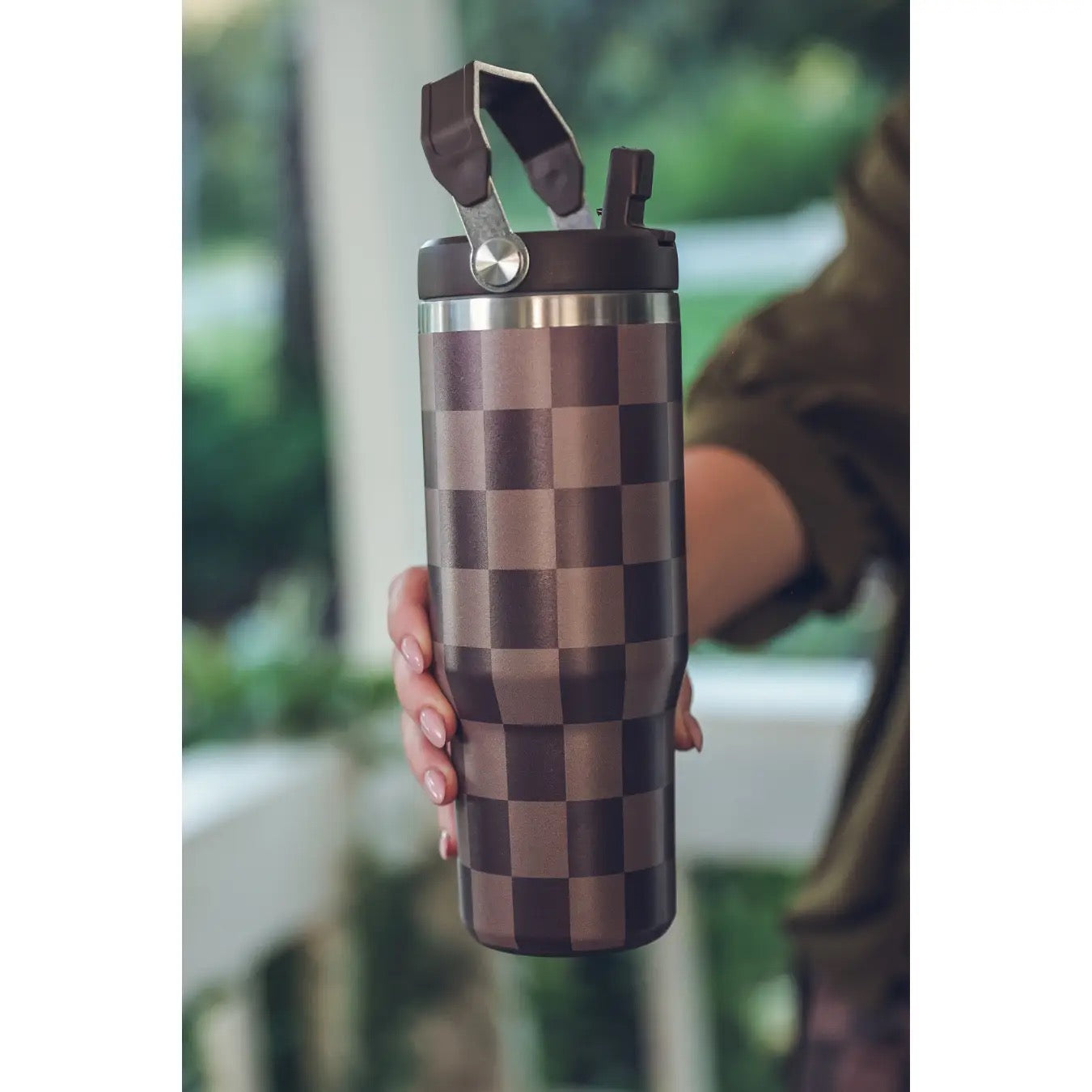 Chocolate Check Travel Tumbler