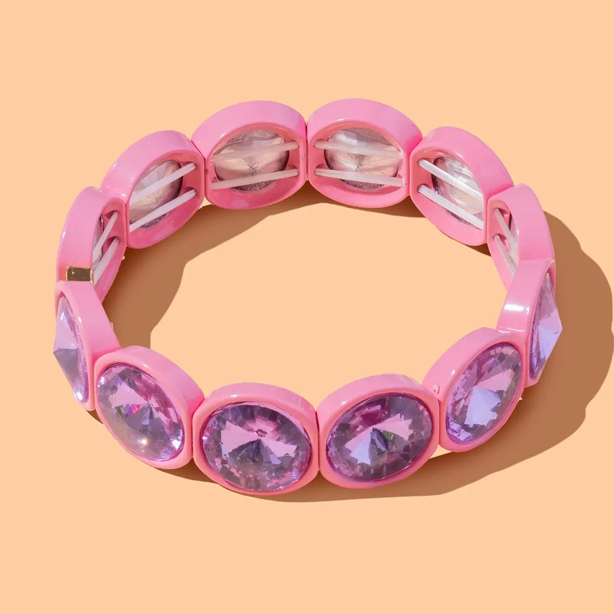 Stretch Enamel Bracelet with Stones
