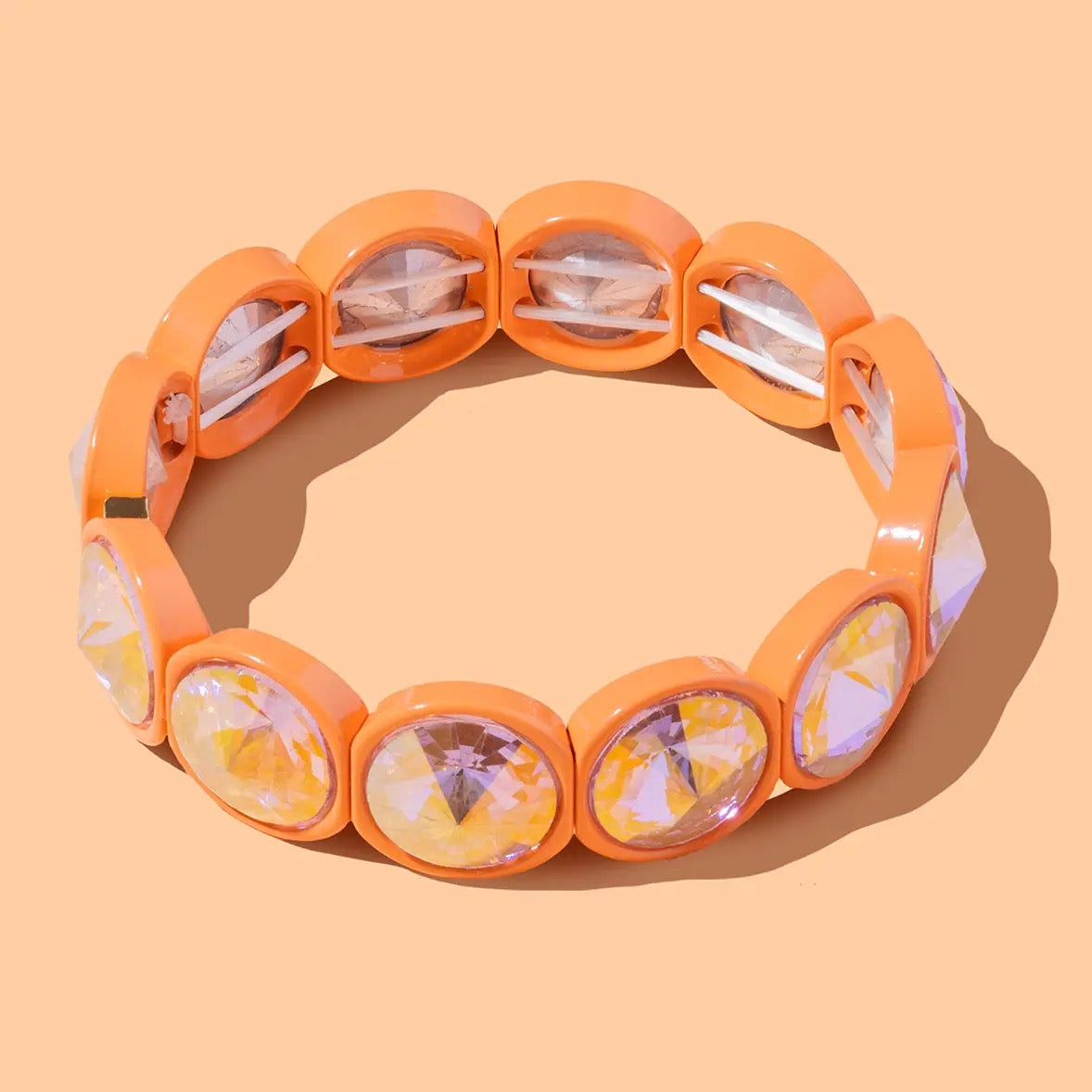 Stretch Enamel Bracelet with Stones