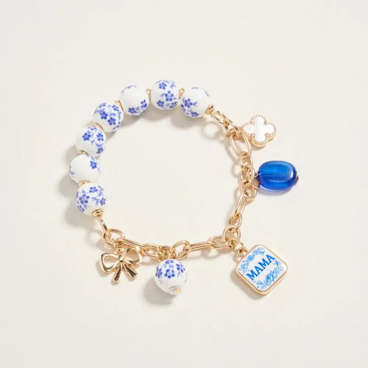 Floral Bead Mama Charm Bracelet