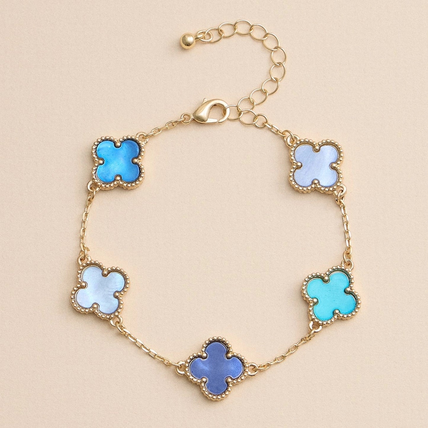 Gold Mother Of Pearl Clover Bracelet