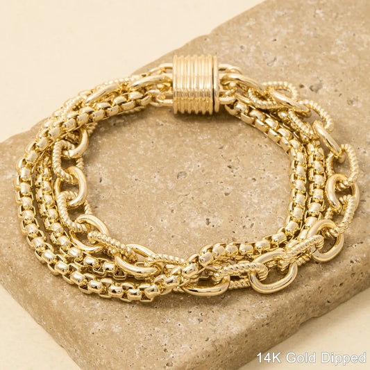 Gold Multi Chain Magnetic Lock Bracelet