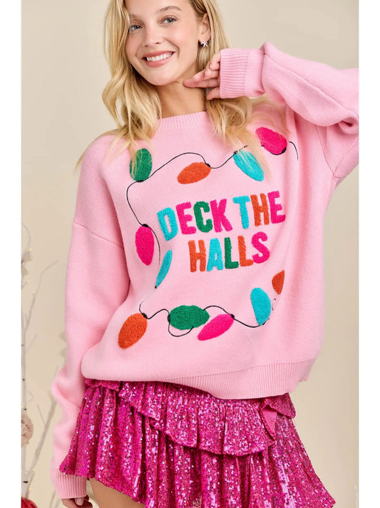 Pink Deck The Halls Sweater