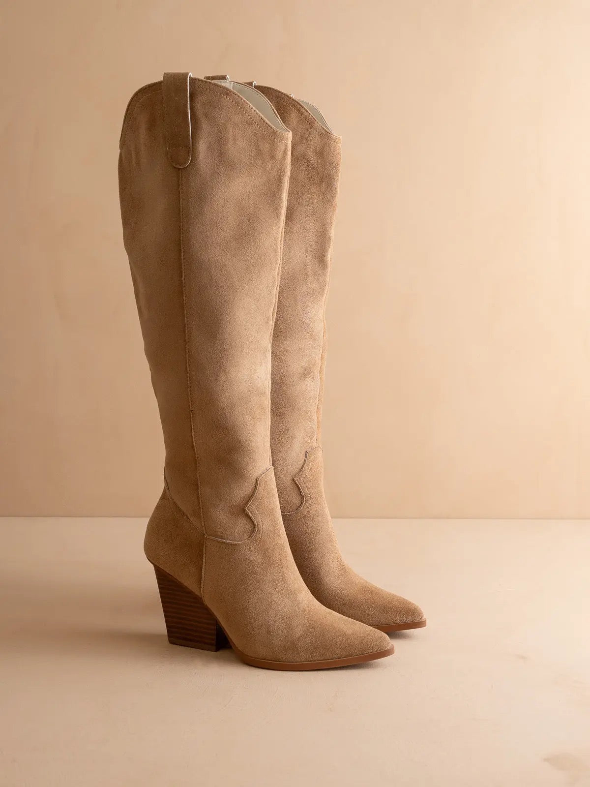 Latte Suede Knee High Western Boot