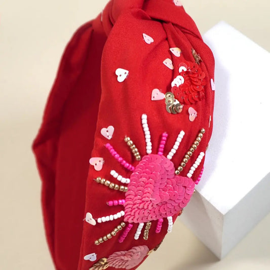 Valentine Heart Seed Bead Headband