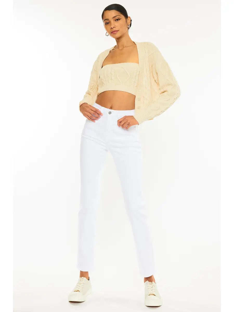 Kancan White High Rise Slim Straight Jeans