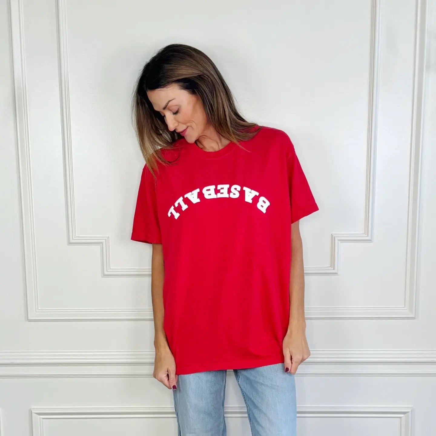 Upside Down Baseball Puff Tee