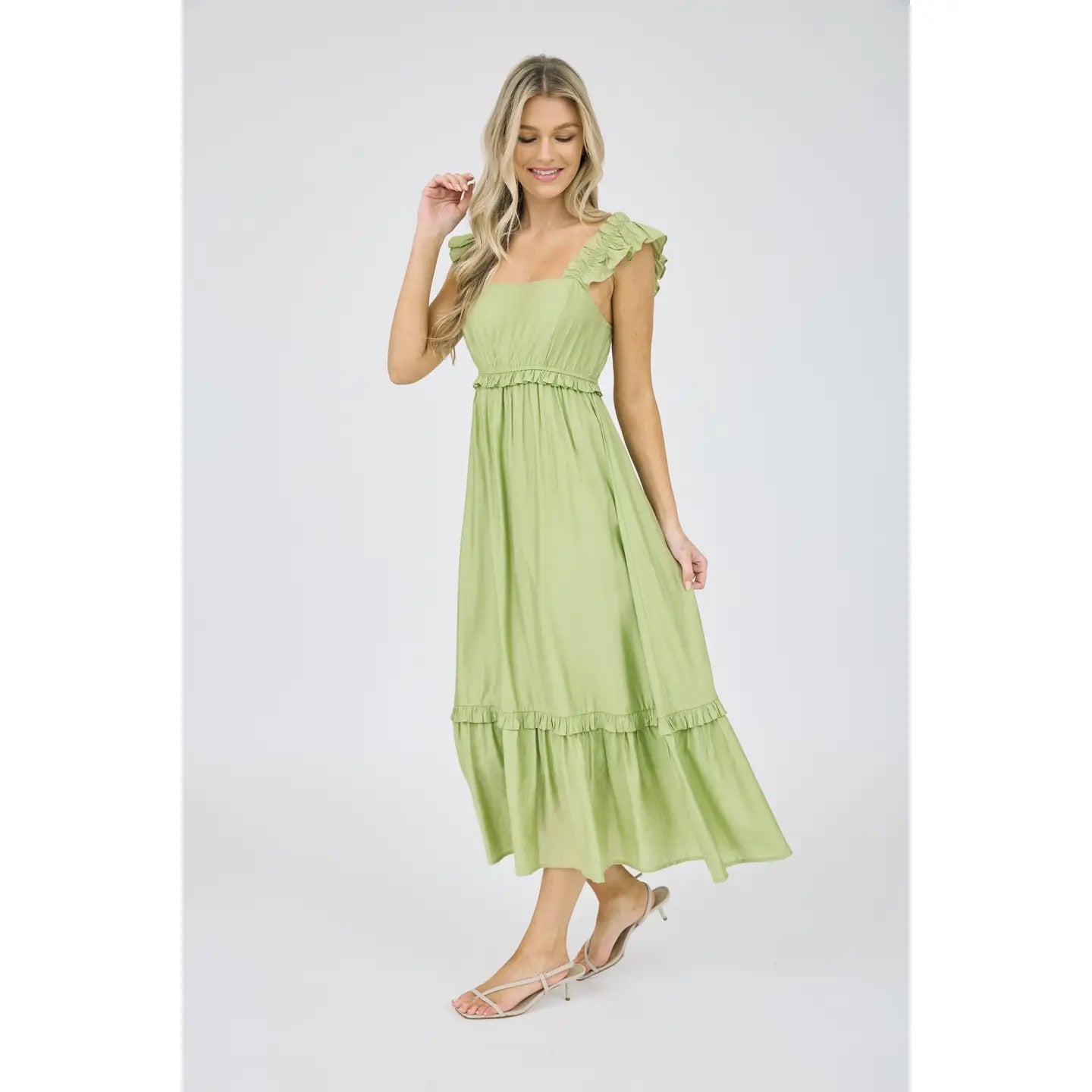 Kiwi Ruffle Sleeveless Midi Dress