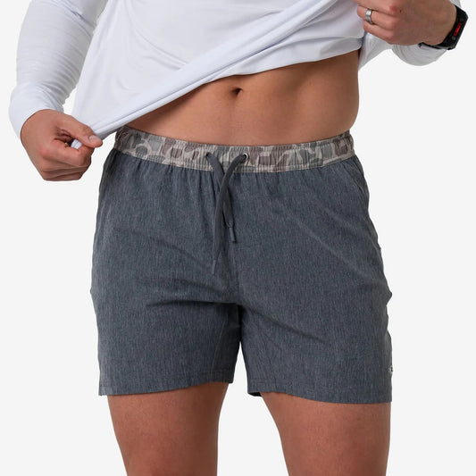 Burlebo Athletic Short - Grizzly Grey - Classic Deer Camo Liner 5.5" & 7"