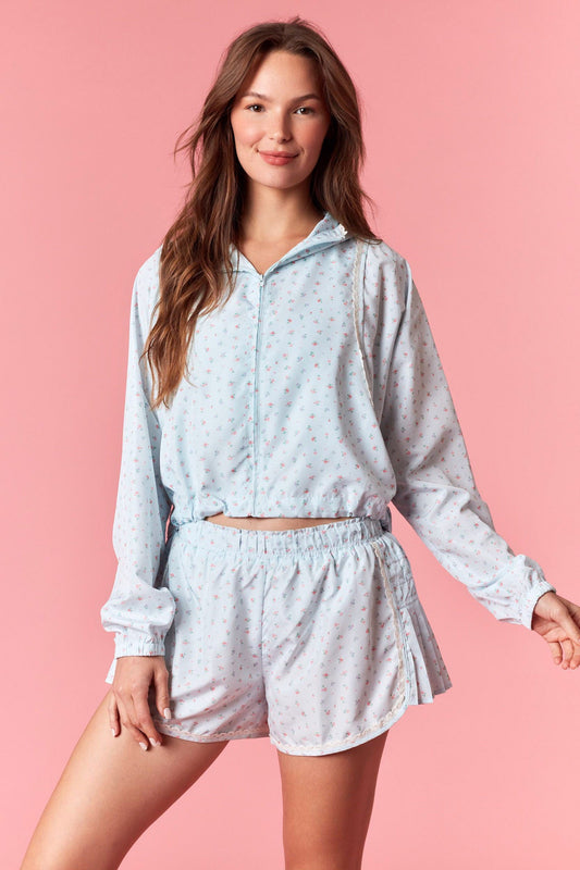 Floral Ditsy Cropped Windbreaker