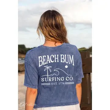 Beach Bum Cropped Mineral Wash Tee