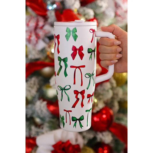 Christmas Bow Tumbler - Red Green