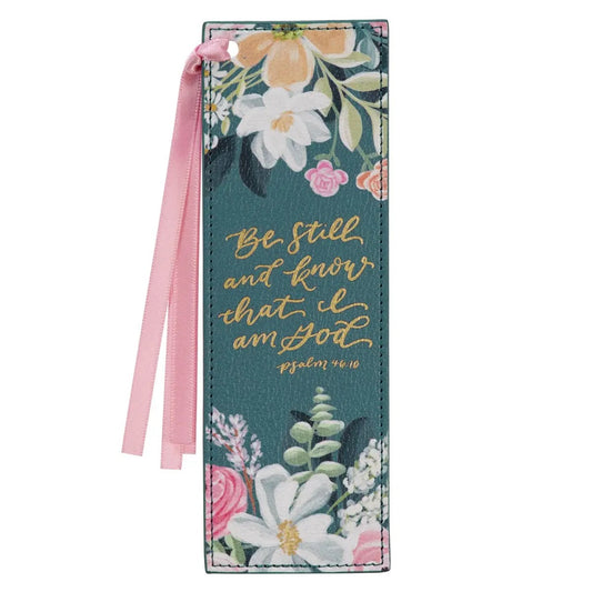 Teal Be Still Leather Bookmark