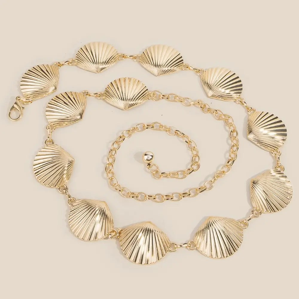 Gold Seashell Link Chain Belt