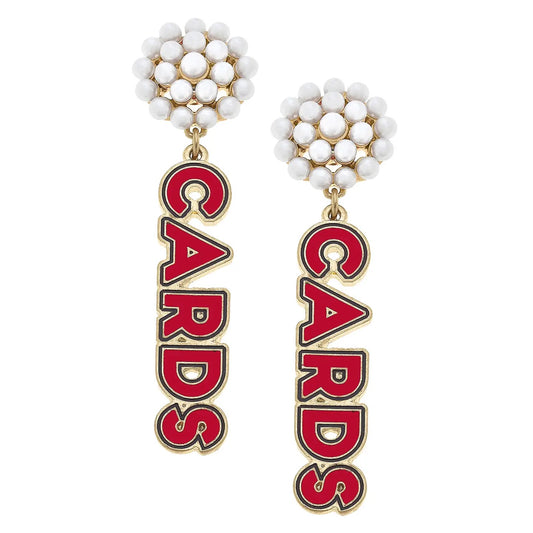 Cards Dangle Pearl Earrings